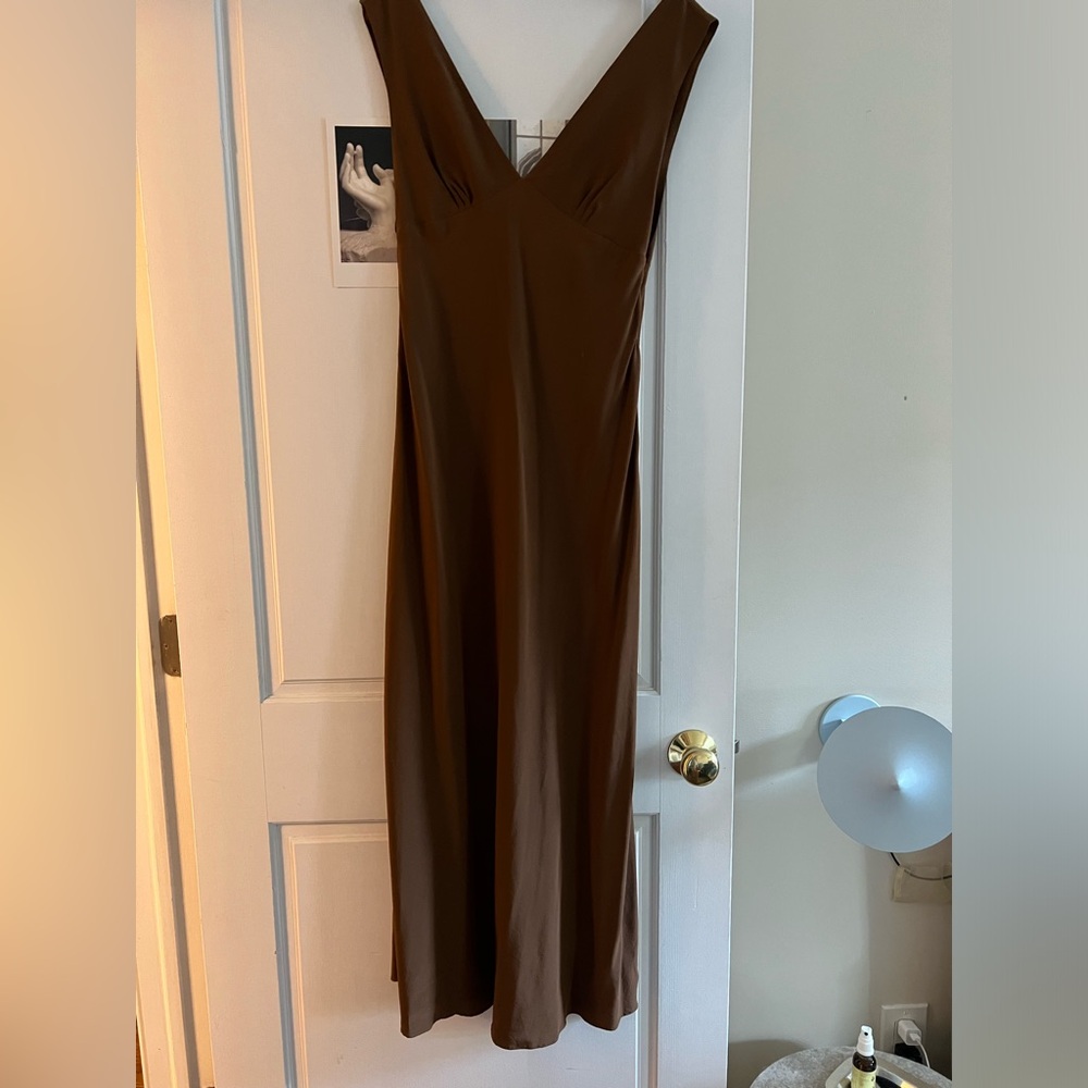 Matteau Plunge Slip Dress in Pecan AUS size 3